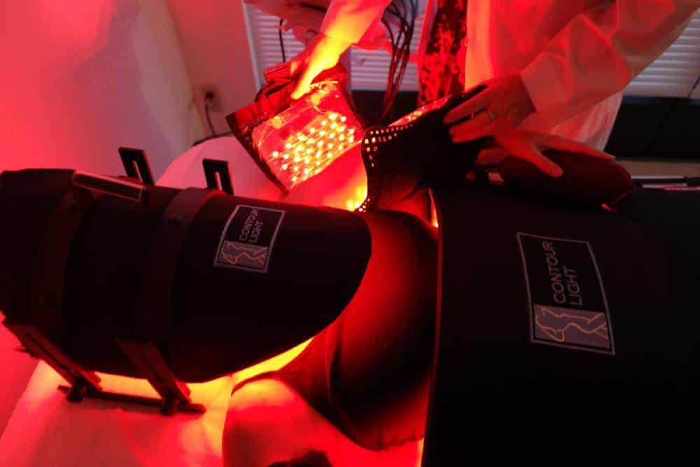 Client receiving red light therapy