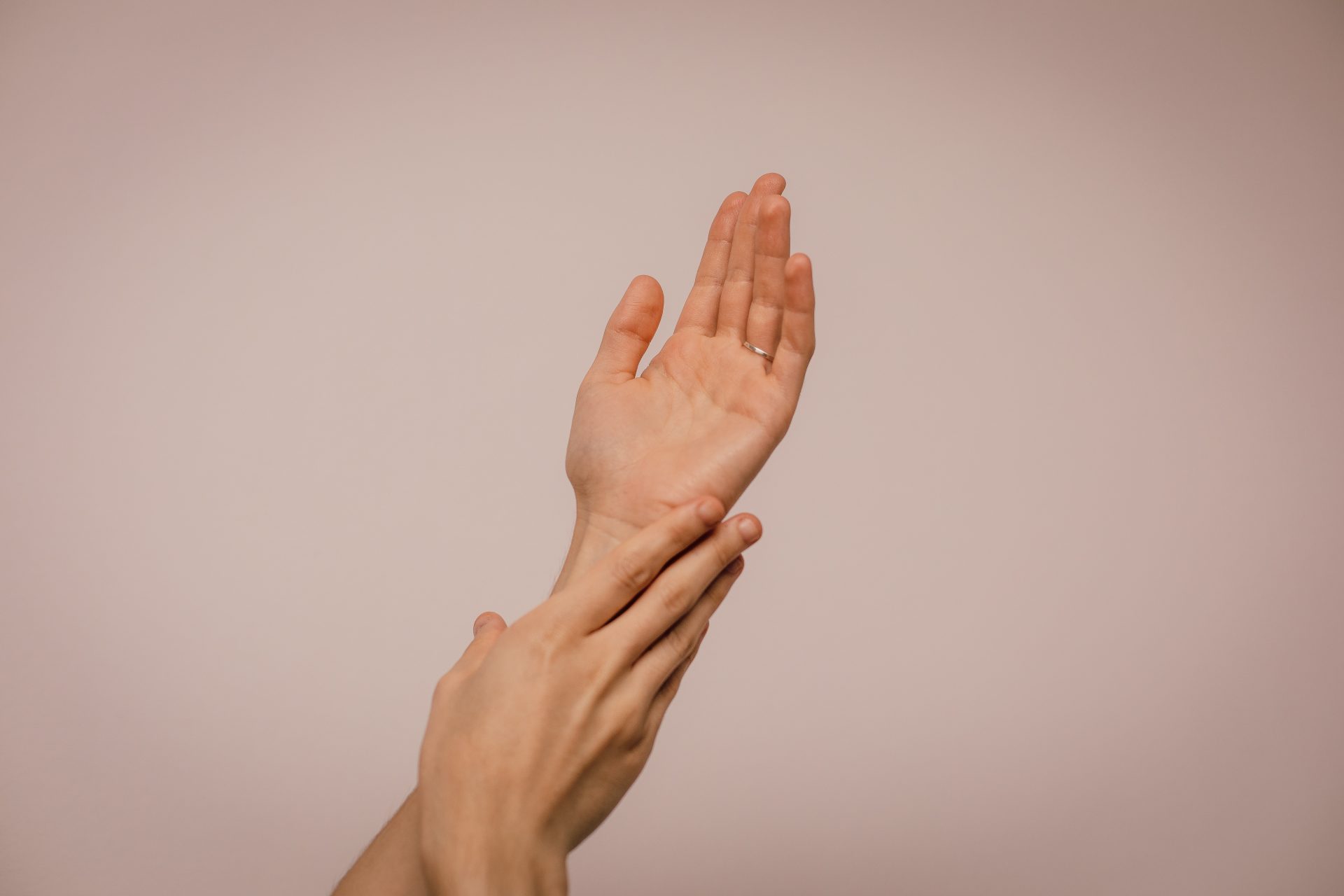 a person touching hands